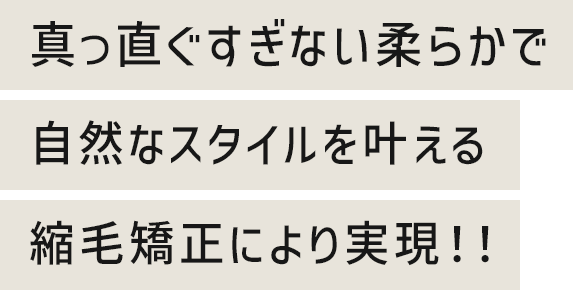 真っ直ぐすぎない柔らかで自然なスタイルを叶える縮毛矯正により実現！！